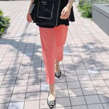 MYINE 컬러 팬츠 핑크 허리 밴딩 부드러운 원단 폴리에스테르