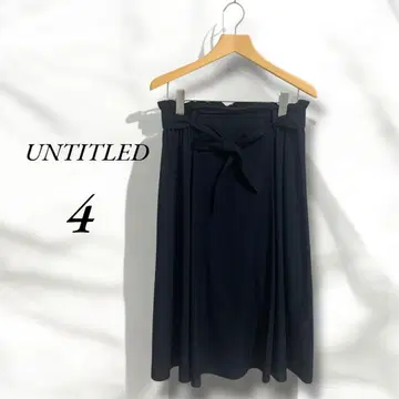 UNTITLED 언타이틀 플레어 롱 스커트 리본 블랙