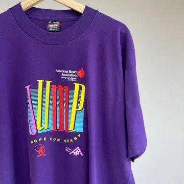 90s USA제 보라색 프린트 티셔츠 JUMP XL 사이즈 빈티지