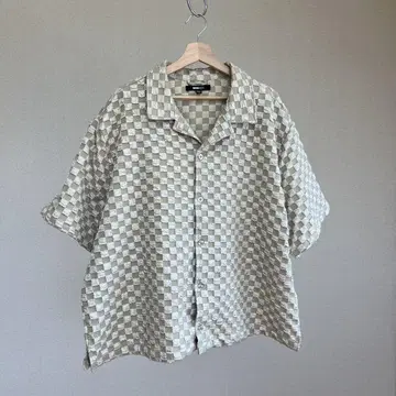 USED USA 구제 의류 베이지 오픈 카라 셔츠 반팔 vintage