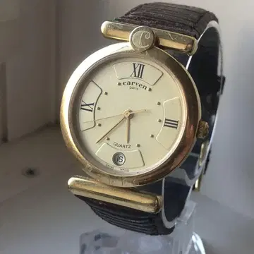 carven Paris 빈티지 배터리 새상품 시계 골드/브라운