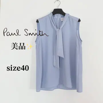 새상품급 폴스미스 우먼 크레이프 데신 보타이 슬리브리스 블라우스