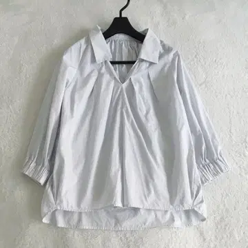 GALERIE VIE 갤러리 바이 코튼 스트라이프 블라우스 7부 소매 S