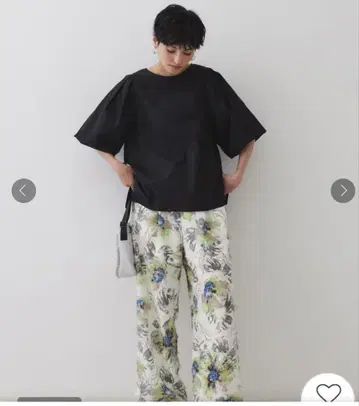 오파크 도트 클립 벌룬 슬리브 블라우스 블랙