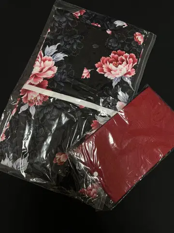 라메 믹스 꽃무늬 유카타, 빨간 오비 세트