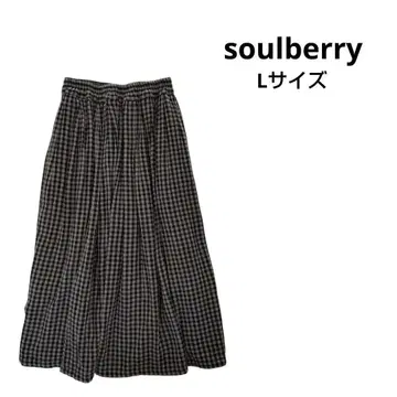 soulberry 롱 스커트 체크 허리 밴딩 안감 포함 넉넉한 L 사이즈