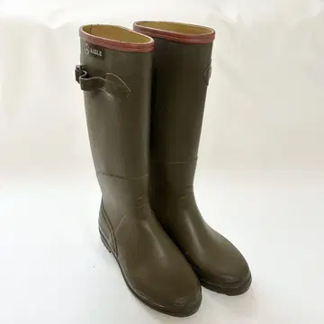 AIGLE 에글 레인부츠 카키 롱 부츠 장화 여성용 36