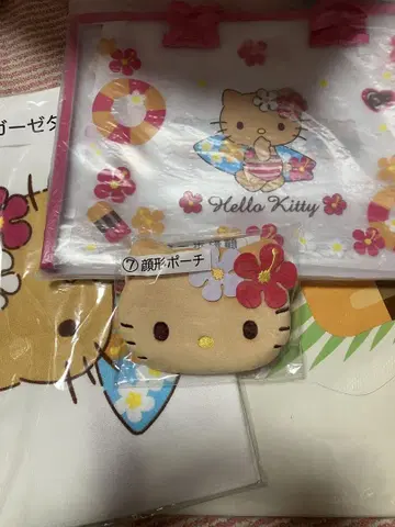 일광화상 키티 복권 클리어 토트백 얼굴형 파우치 돗자리 거즈 타월