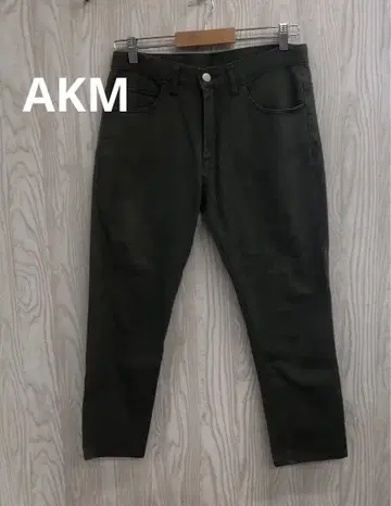 z-AKM 크롭 팬츠 올리브 그린 스트레이트 레그 데님