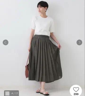 오파크 클립 시어 플리츠 스커트