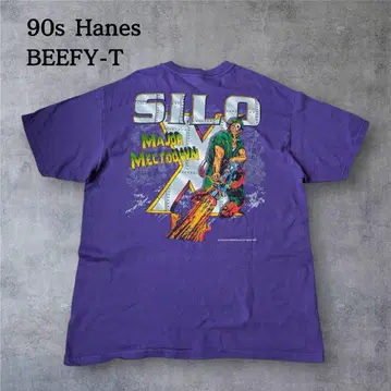 90s Hanes BEEFY-T 솔저 굿 디자인 양면 프린트