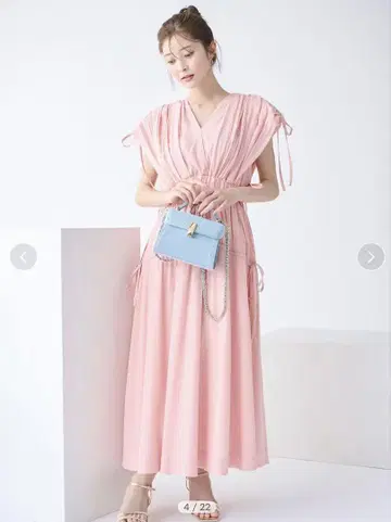 CELFORD 셀포드 카슈쿨 리본 슬리브리스 원피스 38
