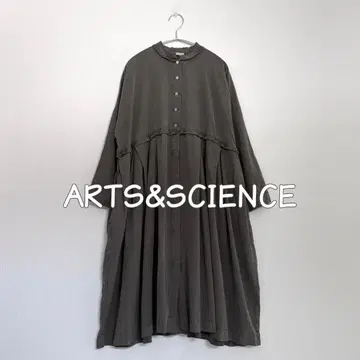 레어 ARTS&SCIENCE 실크 턱 드레스 셔츠 원피스 롱 카키