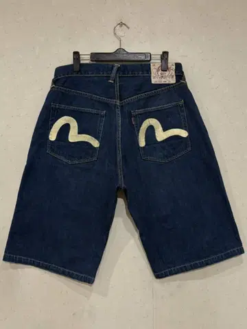 에비수 에비스 LOT2001 카모메 페인트 하프 숏 데님 팬츠