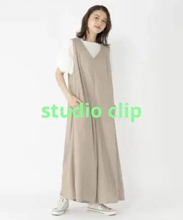 스튜디오 클립 살로펫 오버롤 접촉 냉감 린넨 레이온 슬리브리스
