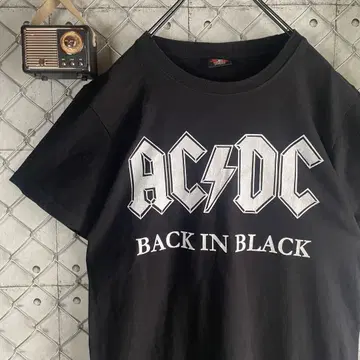 AC/DC 티셔츠 밴드 티셔츠 양면 프린트 블랙 검정 S