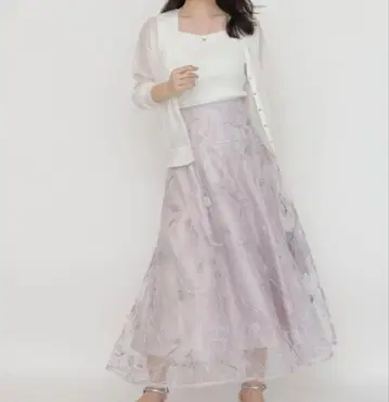 하자품 앱와이어 리셰 릴리움 자수 스커트 연보라 완판템