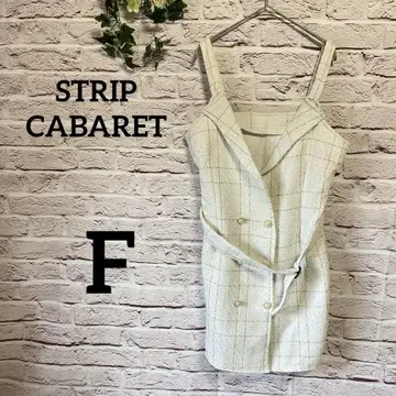 STRIP CABARET 펄 버튼 무릎 기장 트위드 민소매 원피스