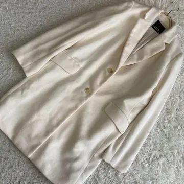HK WORKS London 울 코트 아이보리 M 깔끔한 오피스