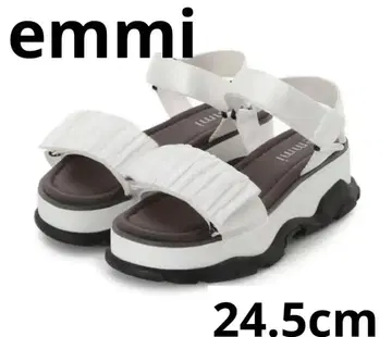 24.5cm emmi 에미 통굽 개더 스트랩 샌들 화이트 새상품
