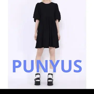 PUNYUS 퍼프 슬리브 미니 원피스 블랙 사이즈 3 새상품급