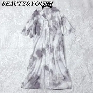 BEAUTY&YOUTH 코튼 타이다이 오픈 카라 원피스