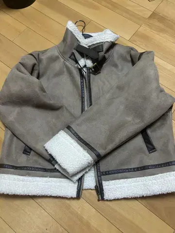 브라운 인조 모피 무스탕 코트