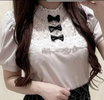evelyn 레이스 스퀘어 TP 상의 반팔 핑크