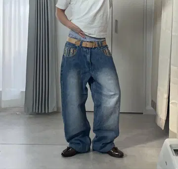 초와이드 배기 데님 데님 팬츠 B 팬츠