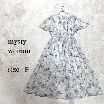 mysty woman 꽃무늬 원피스 반팔 그레이 사이즈 F