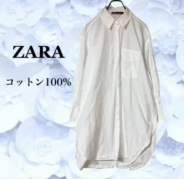 자라 'ZARA' 롱 셔츠 튜닉 [F] 화이트 화이트 코튼 긴팔