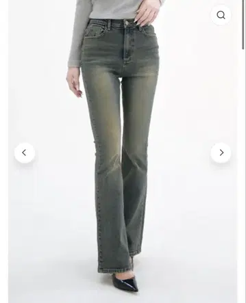 새상품 YILON Semi flare denim S wash blue