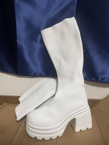 코스프레 통굽 롱 부츠 화이트