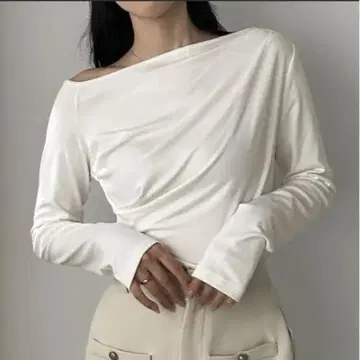 LOUELE 원숄드 드레이프 티셔츠 화이트 M 사이즈