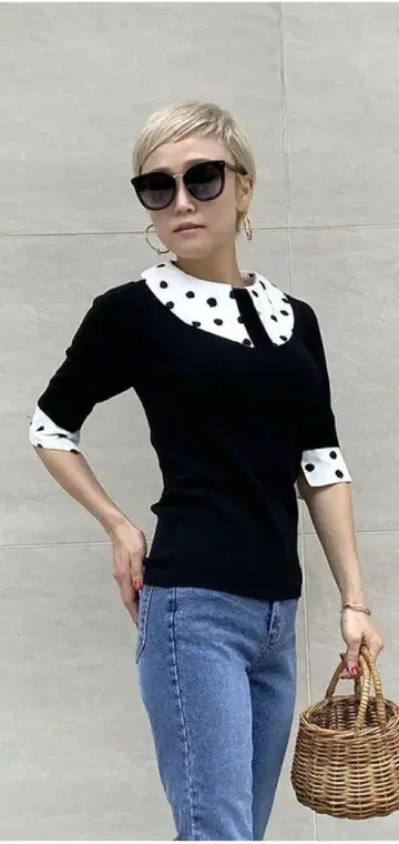 젠느 반팔 썸머 니트 블랙