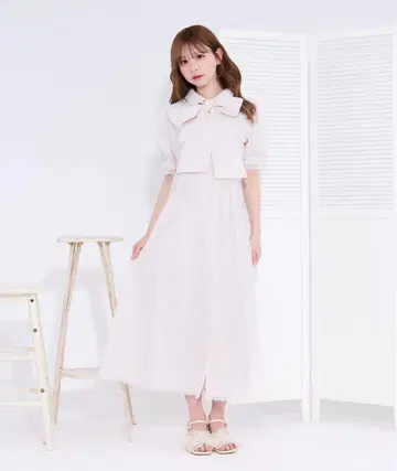 아프레 주르 모듬 보타이 셔츠 원피스 베이지