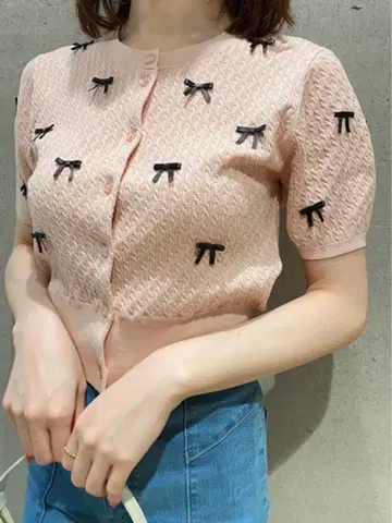 스나이델 SNIDEL 하프 쓰리 리본 가디건