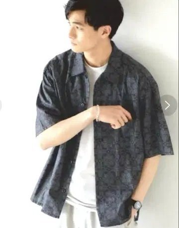 그린 라벨 릴랙싱 뮈루즈 염직 프린트 반팔 셔츠 패턴 셔츠 L