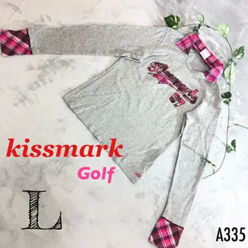 kissmark 골프 L 트레이닝복 체크 무늬 키스 마크 로고 페미닌