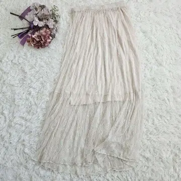 택 포함 개럴개런트 맥시 길이 롱 스커트 전체 레이스 베이지 고급