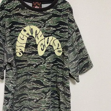 EVISU 에비수 타이거 카모 패턴 티셔츠 Y2K 카모플라쥬 트래비스