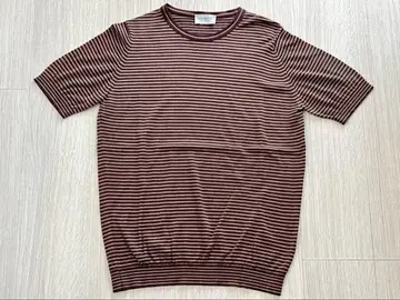 JOHN SMEDLEY M 브라운/베이지 스트라이프 니트 티셔츠