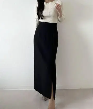 JUNOAH 주노아 슬릿 I 라인 스커트 롱 스커트
