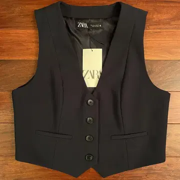 새상품 ZARA 숏 테일러드 베스트 M 네이비 네이비