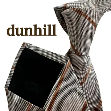 던힐 dunhill 그레이 브라운 스트라이프 패턴 넥타이 빈티지 실크