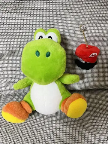 요시 봉제 인형 약 20cm 마리오 모자 포함