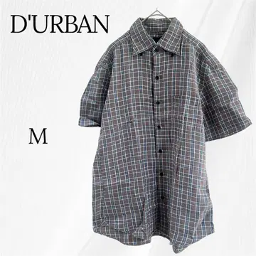 Durban 더반 린넨 반팔 셔츠 체크 M 그레이 린넨 100%