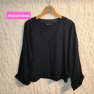 mizuiroind 블랙 코튼 레이어드 와이드 풀오버