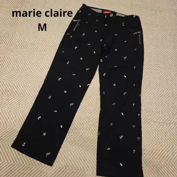 marie claire 팬츠 M 블랙 스트레치 자수 블랙 여성용