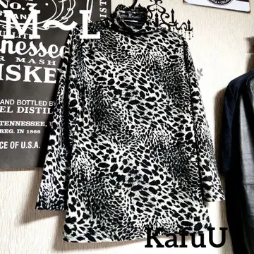 헤이세이 갸루 남자 y2k 터틀넥 롱 T 티셔츠 00s 레오파드 무늬